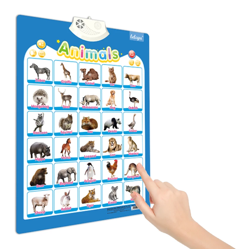 WG9906 Wholesale English Learning Animal Chart Talking Poster Toy Kids Learn Animal Name