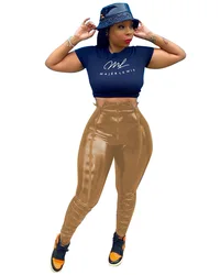 2021 New Arrival Women Leggings Street Zipper Skinny Slim Pencil Female Trousers Sexy Shiny Pu Leather elastic Pants