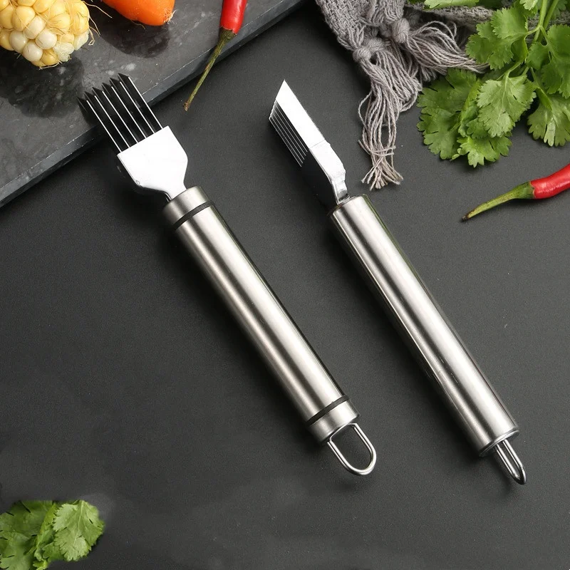 Multi-function Kitchen Gadget Stainless Steel Green Onion Cutter Vegetable Scallion Shredders Knife With Protective Cover