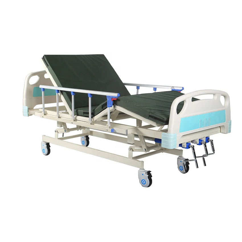 Hospital furniture ABS Two Crank Manual Electric Nursing Care Bed 2 Crank Double Swing Patient Hospital Bed
