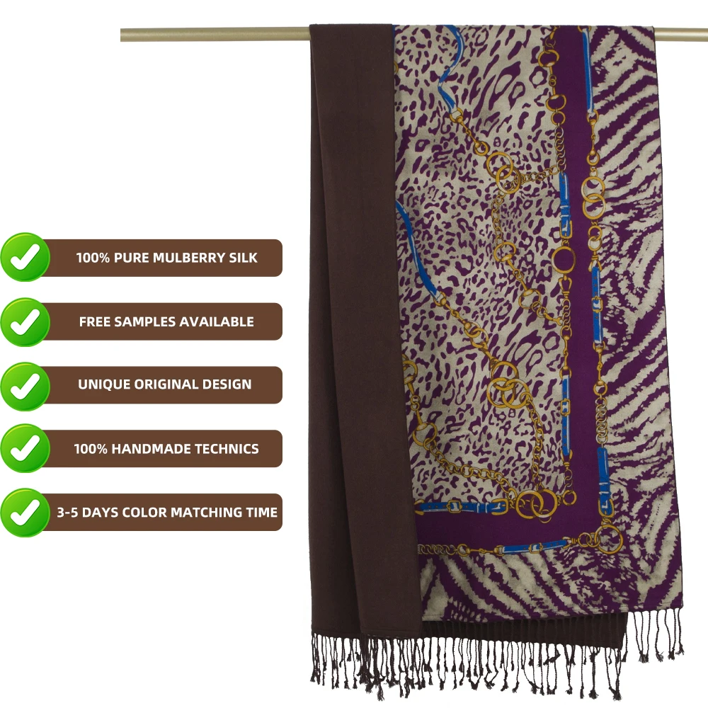 Porostar Manufacturer Custom New Ladies Luxury Soft Premium Organic Pure Designer Pashmina 100% silk shawl
