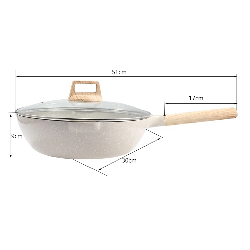 Chinese Supplier Professional Manufacture Wooden Handle Wok Wokpan