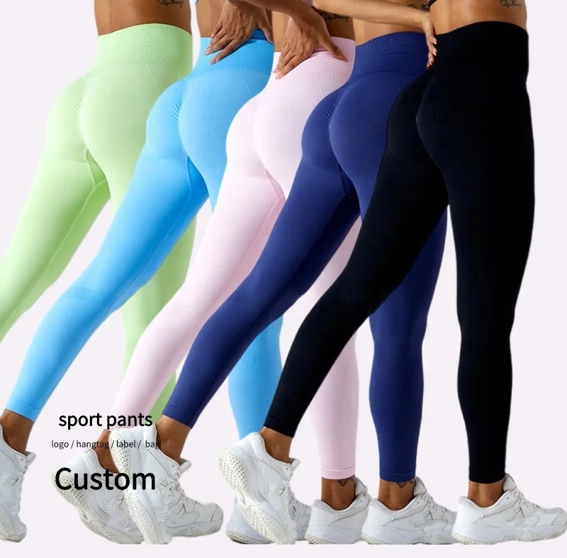 Wholesale New Scrunched Seam Yoga Leggings For Women Push Up Elastic Hip Lifting Tights Woman Sport Pants Solid Custom Leggins