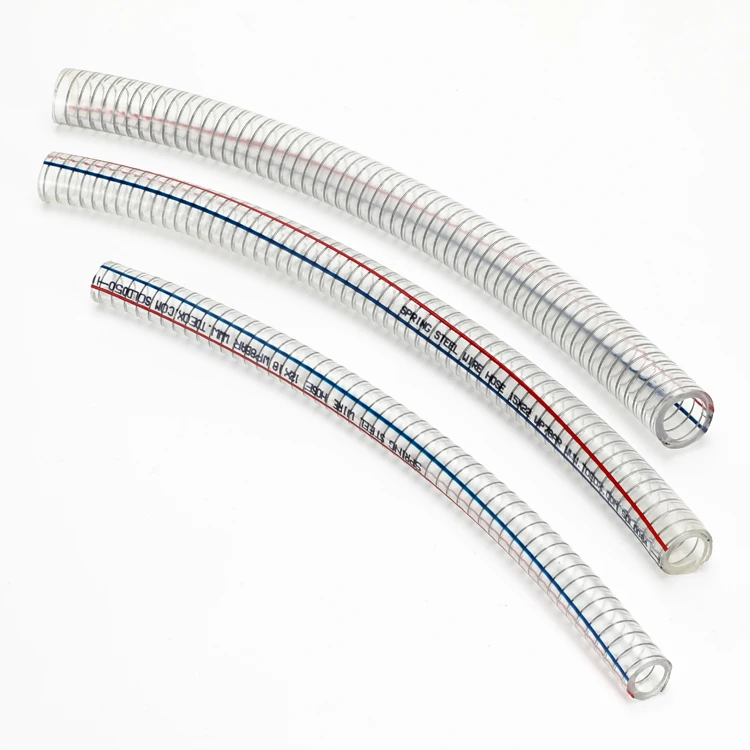 transparent PVC coated flexible wire steel hose /discharge water hose/ steel wire reinforced spring pvc hose pipe
