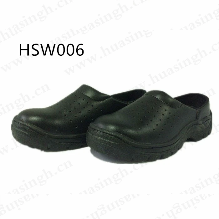 CMH,restaurant Staff Oil Resistant Black slippers with air Hole Anti-puncture PU/PU Outsole Safety Sandals HSW006