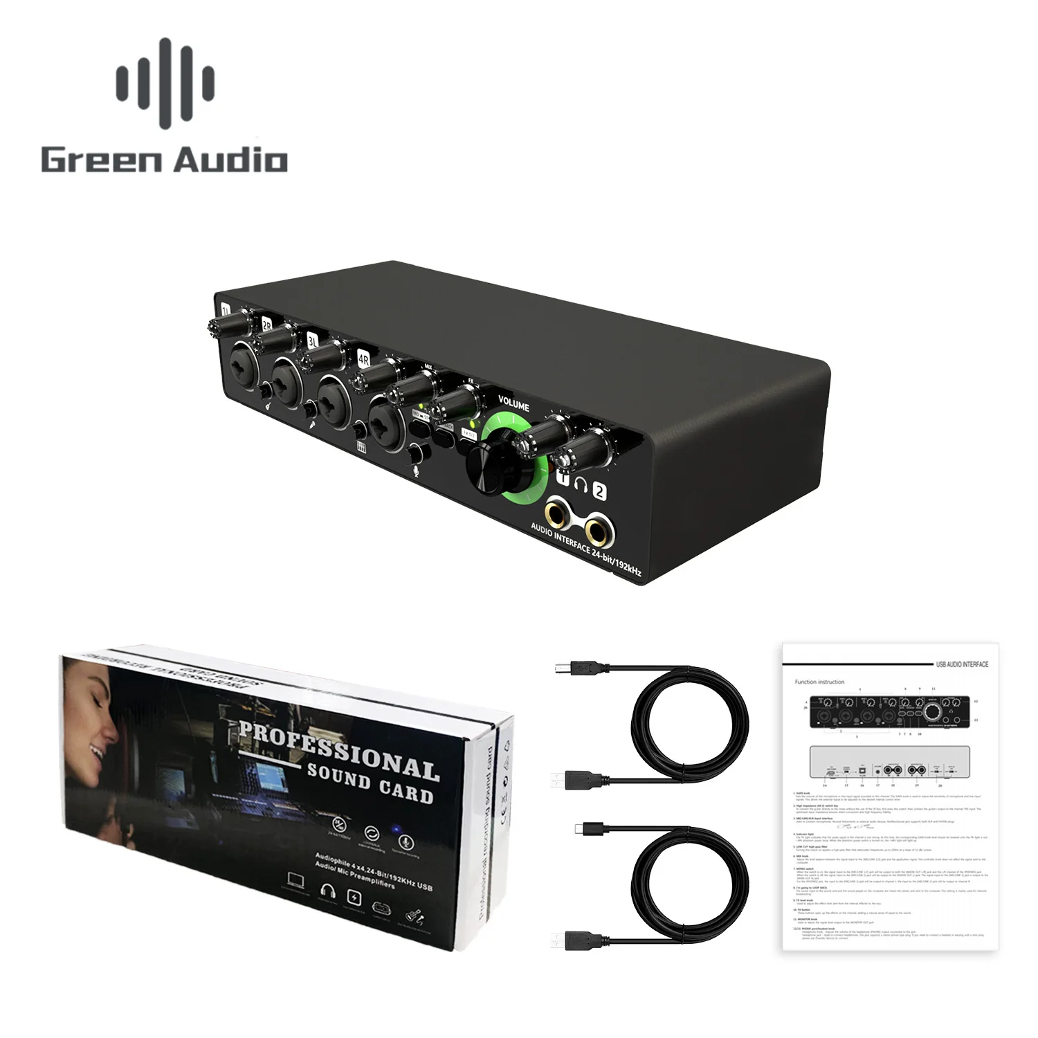 GAX-MD44 новейшая 4-канальная звуковая карта 4 в 4 Интерфейс Аудио для записи подкастов музыкальный инструмент