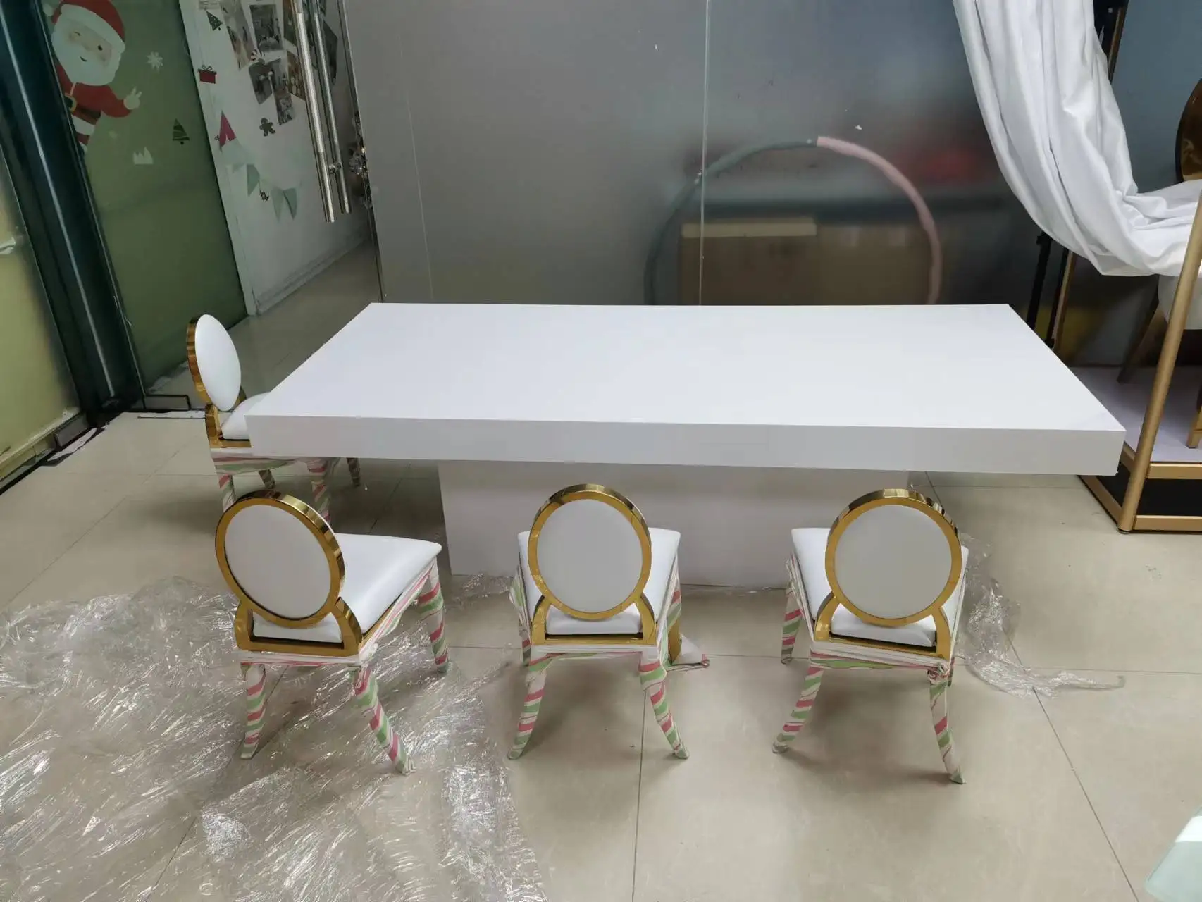 Kids rectangular white PVC table for party weeding and events Home Furniture Events for Hotels & Homes party children tables