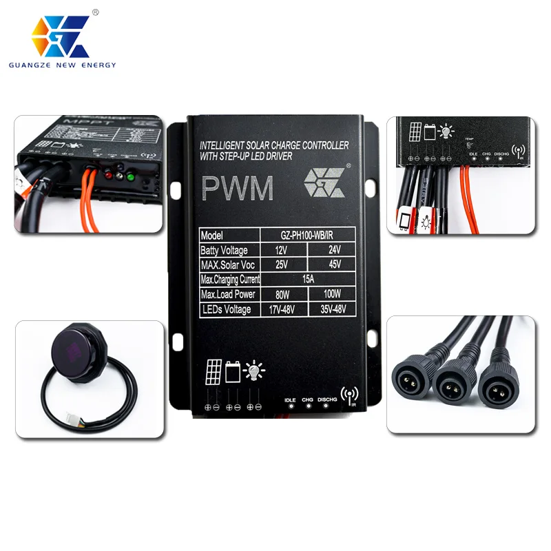 Hybrid Solar Street Light Charge Controller 18A PWM Remote Control Solar Ip67  Solar LED Lamp Controller wth Microwave Sensor