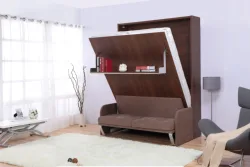 Foldable Bed Wall Murphy Sofa Free Standing Wall Bed With Book Shelf And Sofa/Arm For Apartment