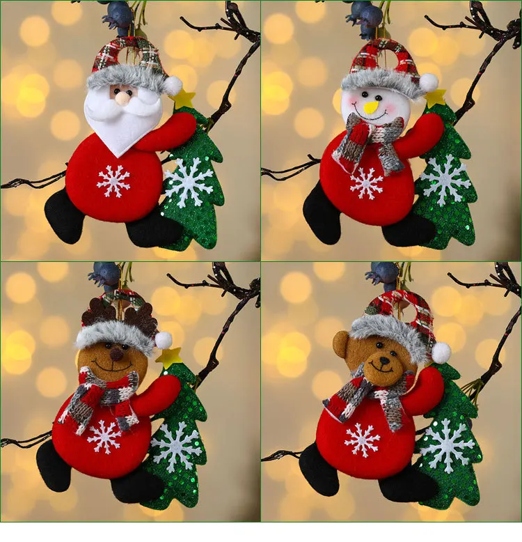 Wholesale snowman elk holiday new year santa toy ornaments hanging christmas tree pendant christmas decorations