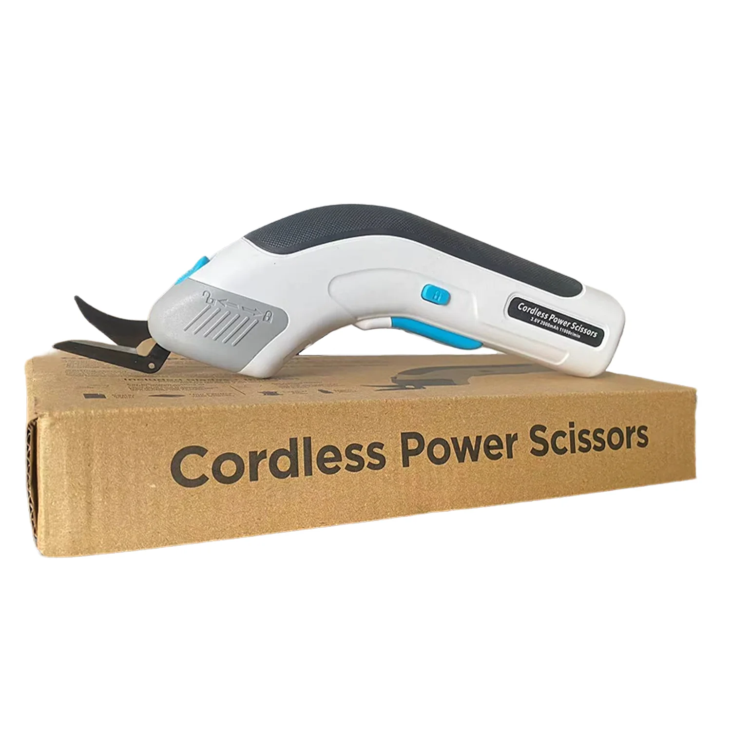 Blue Cordless Electric Fiber Scissors, Class A battery, integrated 2000Mah battery, 40MM Scissors Blade, 12W power, 3.6 Voltage