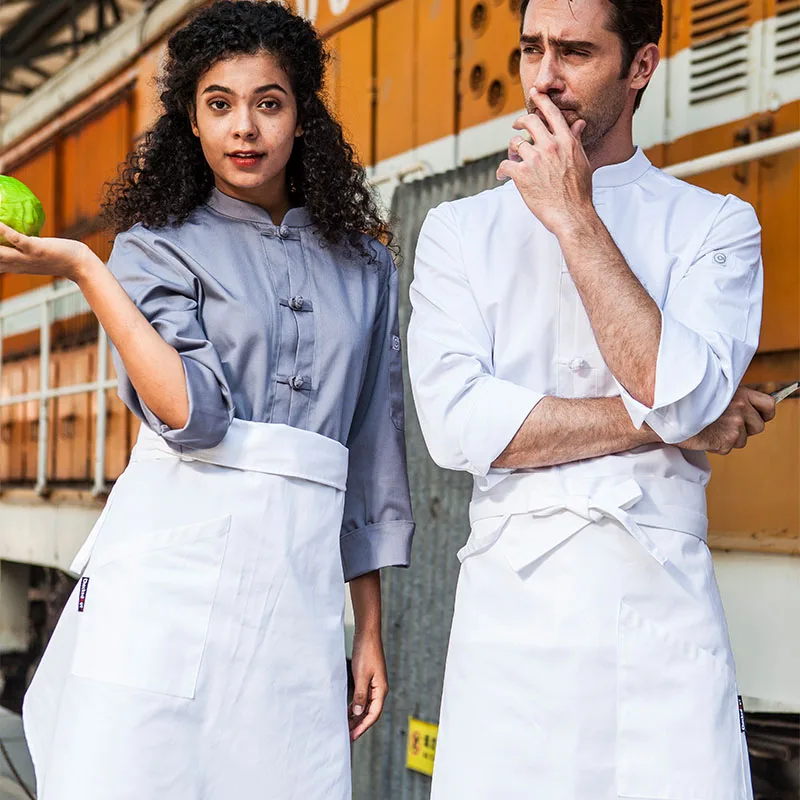 CHECKEDOUT long sleeve chef clothes with single breasted chef coat restaurant wear executive chef uniform