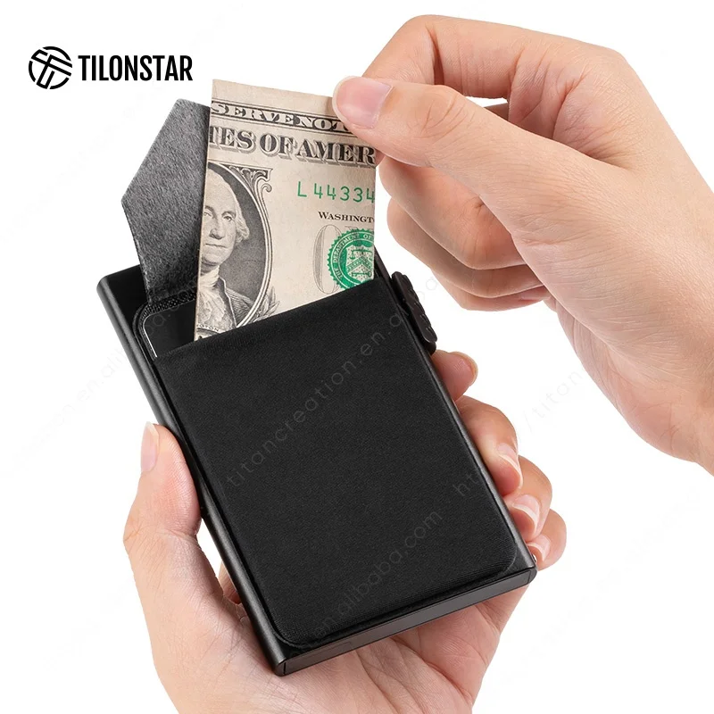Eco Minimalist Rfid Blocking Wallet Credit Card Holders Wallet Business Aluminum Card Holder Case Pop Up Wallet Card Protector