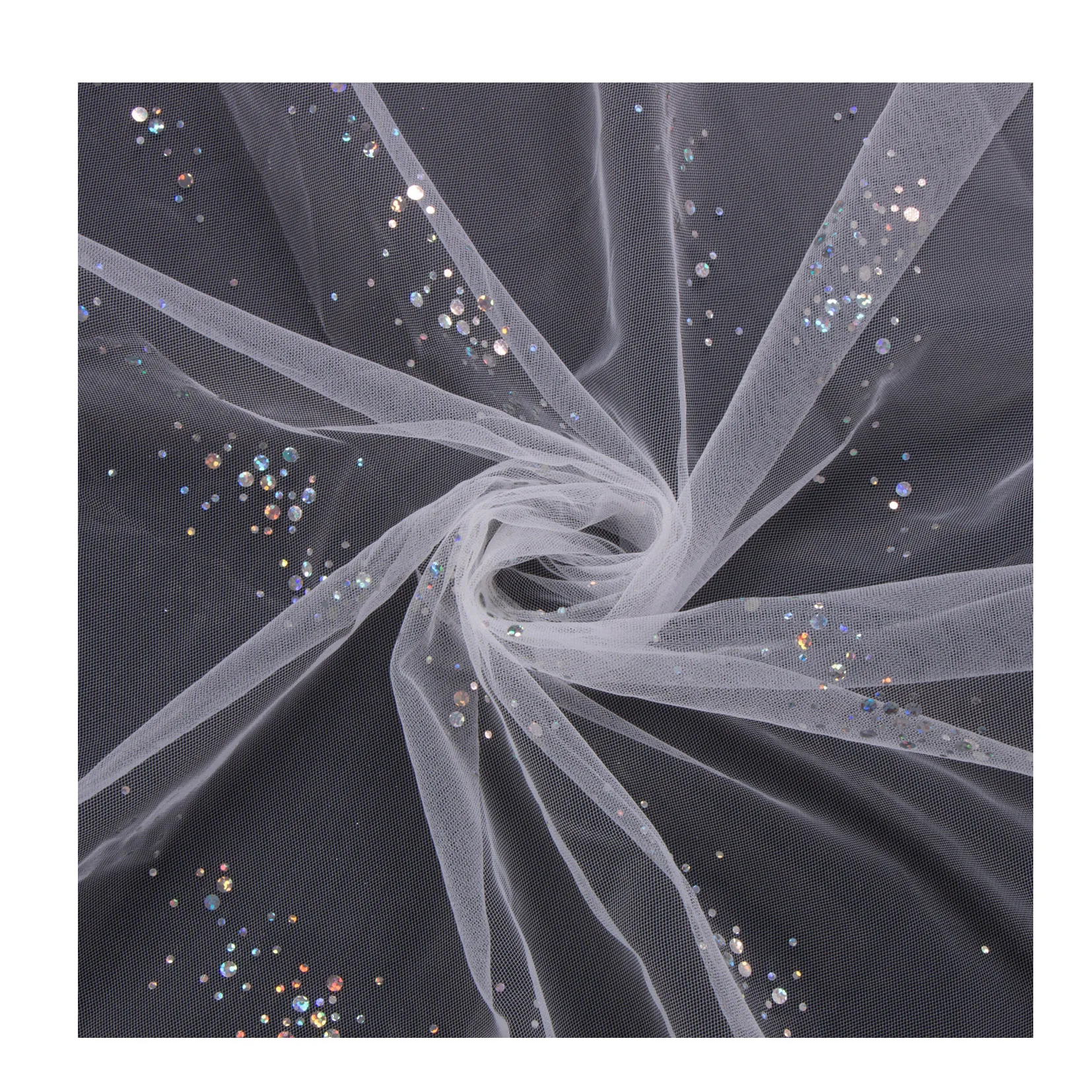 2021 Bridal Colorful Polyester Tulle Roll Sequin American Mesh Glitter Tulle Fabric