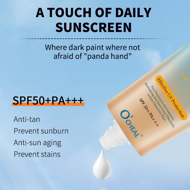 Private Label Korean Sunscreen Lotion Cream Long-Lasting UV Protection 50g Waterproof Facial Sunblock with SPF 50