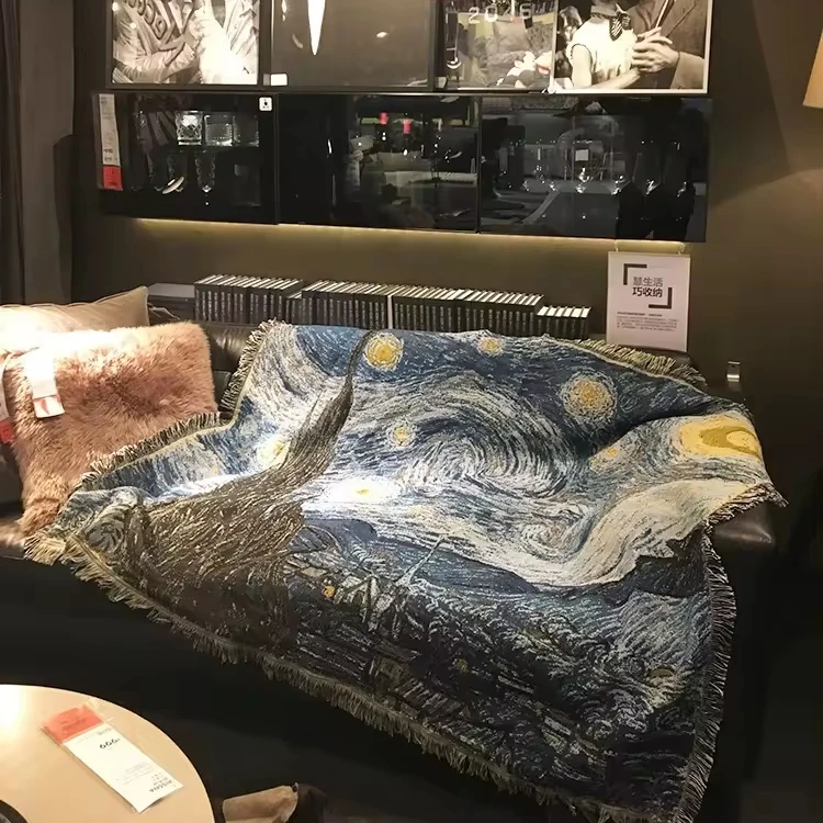 Custom Jacquard Woven Blanket Woven Throw Blanket Bohemian Tapestry Wholesale For Room Decoration