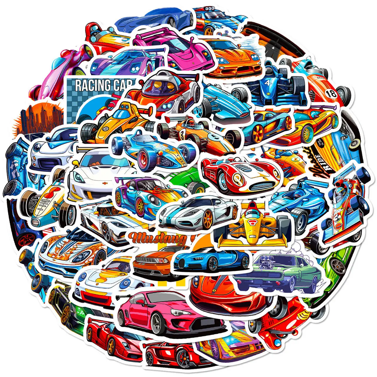 50Pcs JDM Funny Child Race Car DIY Waterproof PVC Vinyl Stickers