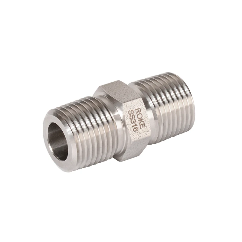 1/2 NPT Hydraulic Forged Equal Hex Male Thread Pipe Fitting Double Stainless Steel Nipple