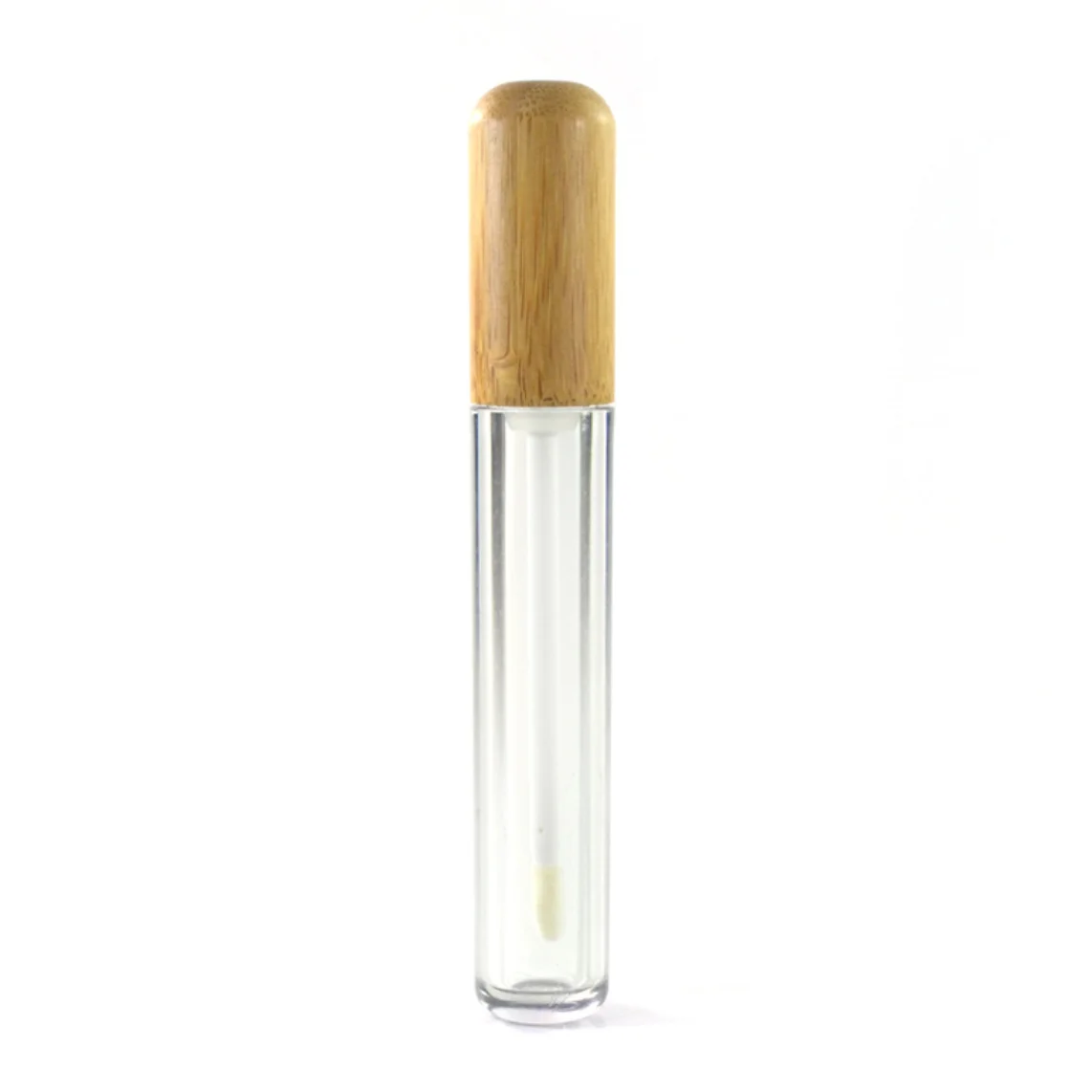 Factory direct frosted glass 5ml clear lipstick tube with bamboo cap