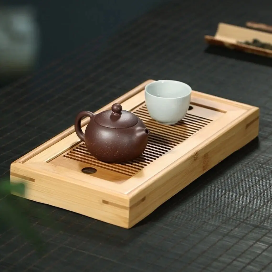 Natural Bamboo Tea Trays Teapot Serving Tray for Chinese Kungfu Tea Afternoon Tea Time