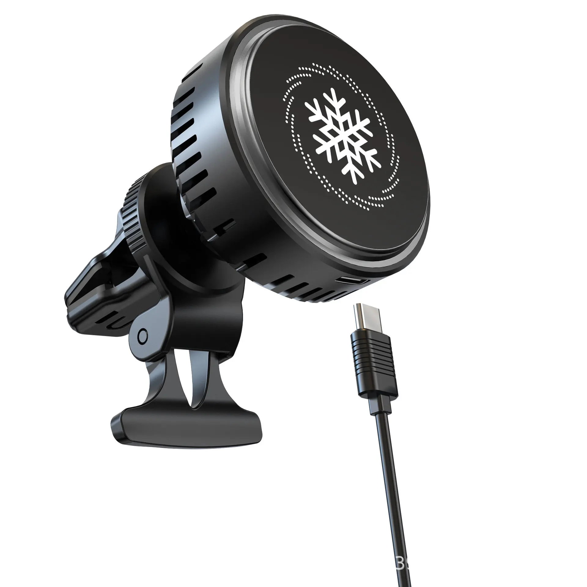 Mini Cooling Fan Car Vent 360 Rotation Universal Stong Magnetic Mobile Phone Holder Car with Wireless Charger