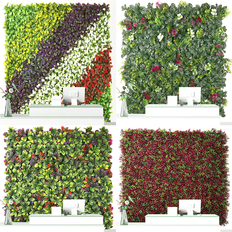 UV Outdoor Fake Grass Hedge Jungle Vertical Plants Wall Artificial Wall Hanging Plant Green Grass Wall for Home Decoration