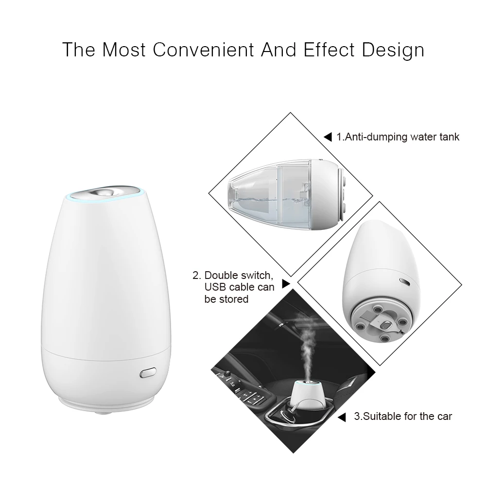 Best Selling Products Car Essential Oil Diffuser Cool Mist Humidifiers 60ml Double Switch Custom Logo