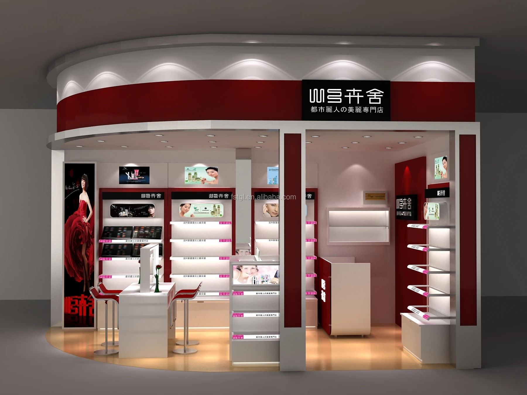 Custom Cosmetics Shop Counter Display Stand High-end Illuminated