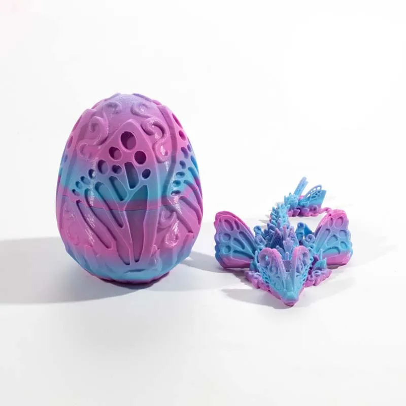 3D Printed Articulated Dragon with Dragon Inside Crystal Dragon Fidget Toy