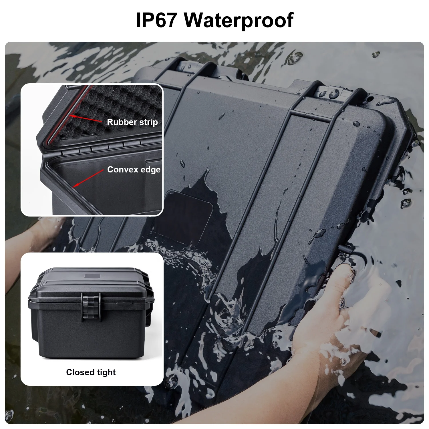 [RTS 413623] Medium Deep Waterproof Rugged Hard Case with Foam for Scanner, Electronic Equipment, Tools, 41x36x23cm