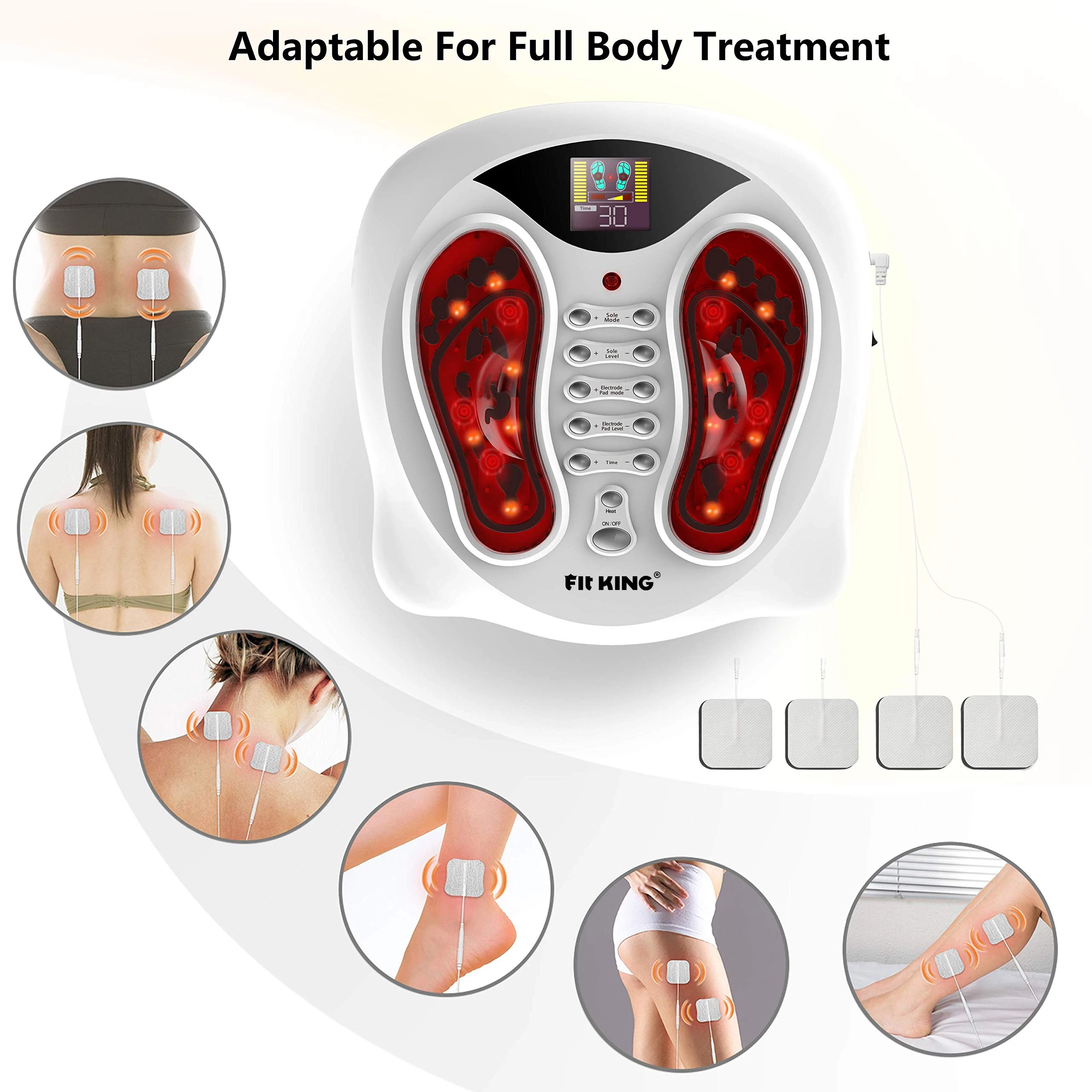 OEM Foot Massager Circulation Stimulator Heat EMS 4 Electrode Muscles Shoulders Circulation Neuropathy Cramps Foot Massager