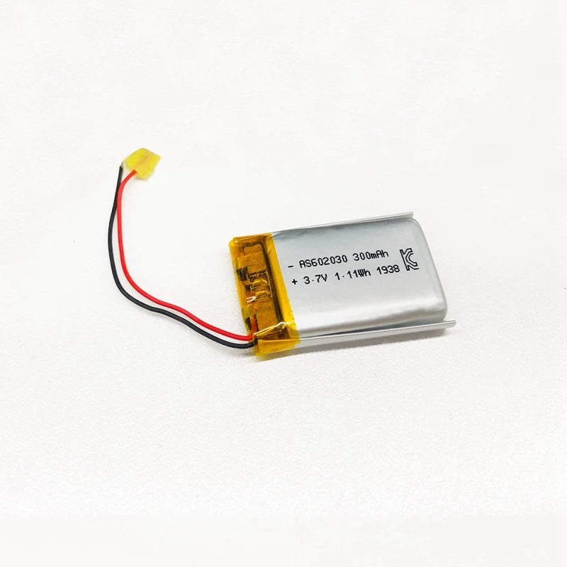 CE KC Certified 602030 3.7v 300mAh Rechargeable Lithium Ion Battery Li-Polymer Battery for Smart Shoes