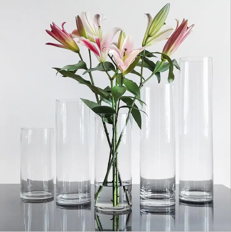 Fast delivery Classic Flower Bottle Glass Cylinder Vase For Home vases decor flower