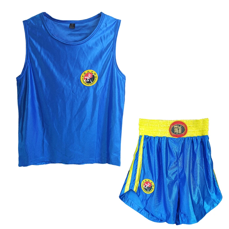 Custom  Sanda Uniform Blue Red BlackTraining Kung Fu Sanda Martial Arts Uniform