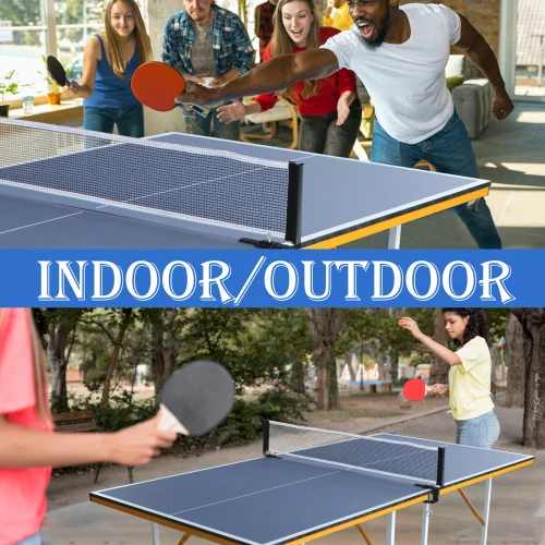 IUNNDS 6ft Mid-Size Table Tennis Table Foldable & Portable Ping Pong Table Set for Indoor & Outdoor Games with Net