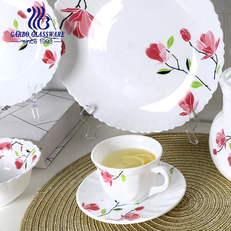 10' best selling white opal glass plate tableware for food serving decal printing available glass flat plate bowl for home use