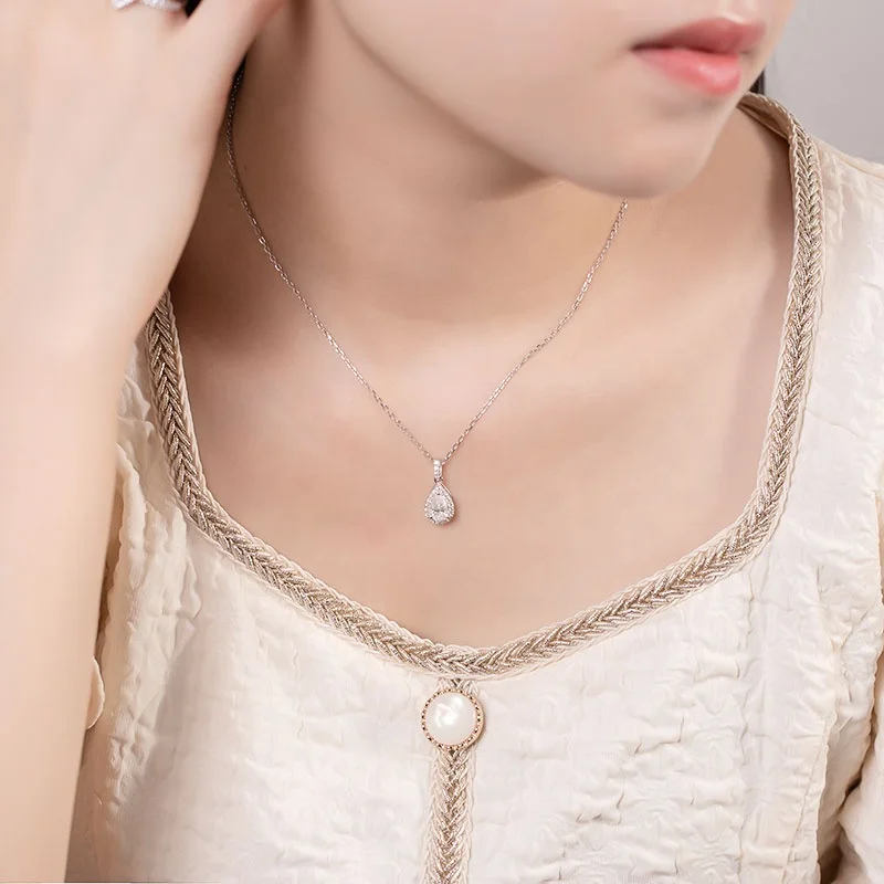 HL06T Abiding Wholesale Pear Cut 1 CT DEF Moissanite Halo 925 Silver Women 3 Pieces Jewelry Set With Gra Certificate