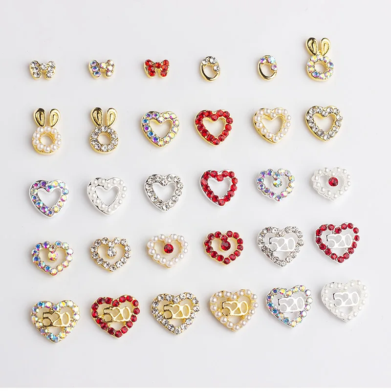 NAR005 30 styles DIY Nail rhinestone Charms 3D Round Oval Heart Ornaments Nail Art gem Decoration DIY Nail Accessories and Tools