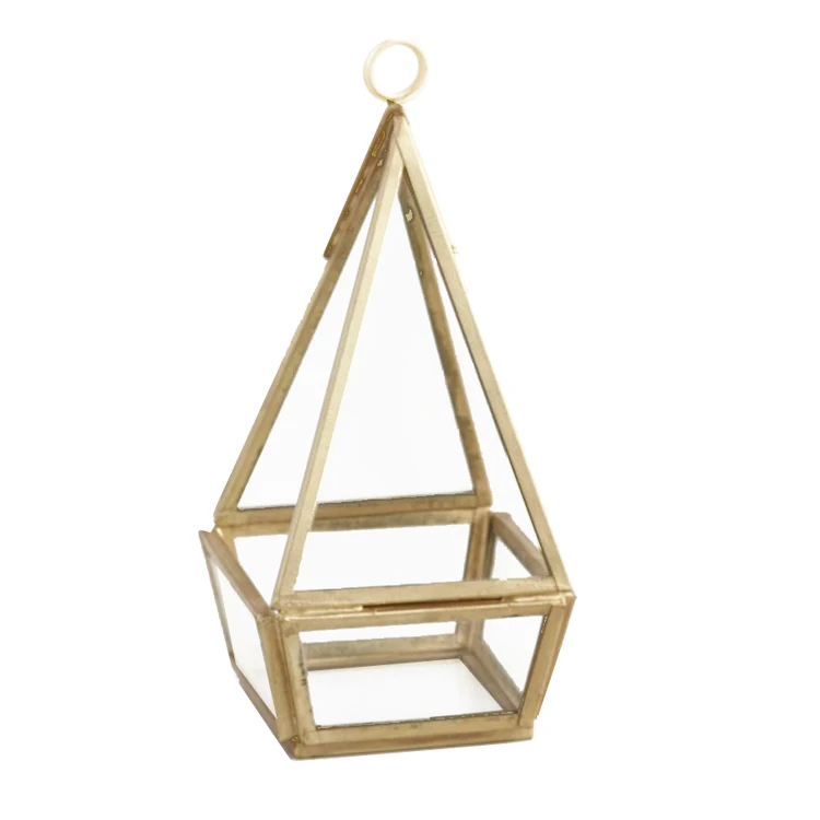 Gifts Wedding Decoration Tabletop Glass Lantern Flower Pots Gold Mini Faceted Geometric Terrariums