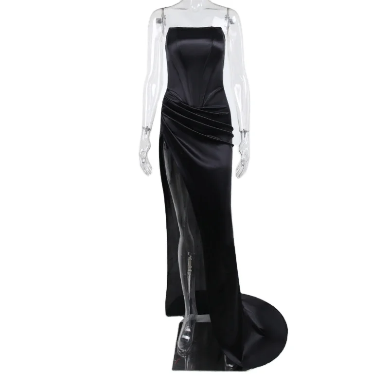 Женское Сексуальное вечернее длинное платье в европейском и американском стиле, соблазнительное длинное коктейльное цельнокроеное платье с разрезом для вечеринки, дышащее романтическое