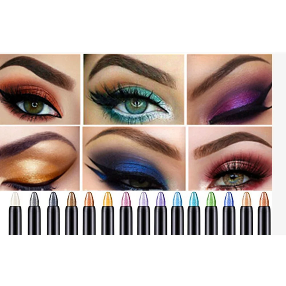15 Color Highlighter Eyeshadow Pencil Waterproof Glitter Matte Nude Eye Shadow Makeup Pigment Cosmetics White Eyeliner Pen