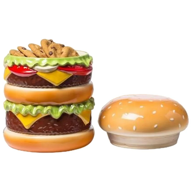 Изготовленный на заказ кухонный декор центральный элемент контейнер для хранения гамбургеров фарфоровая банка печенья chessburger
