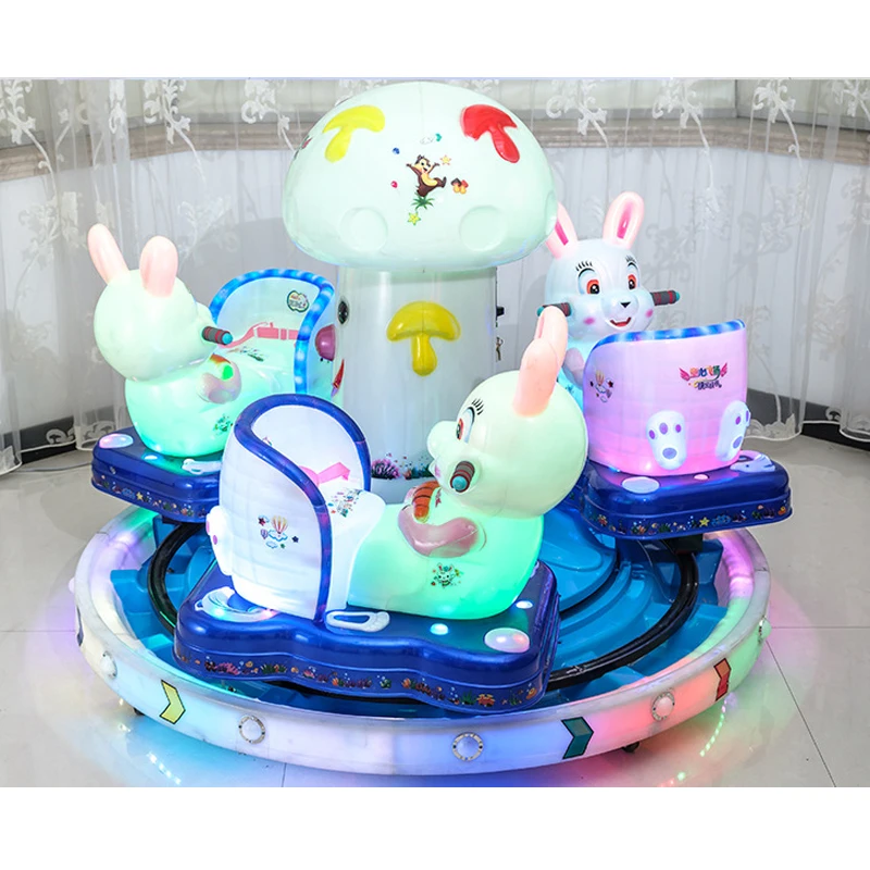 Indoor Children Electric Plastic Mini Castle Track Train Coin Operated Kiddy Horse Luxury Carousel Ride