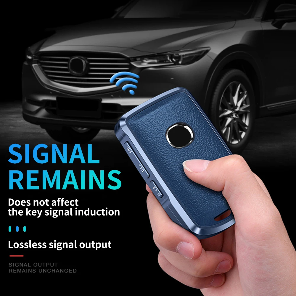 New Aluminum Leather Car Key Case Cover for Mazda 3 2020 2019 Alexa 3 CX4 CX5 CX8 19-up Keychain Accessories Protective Function