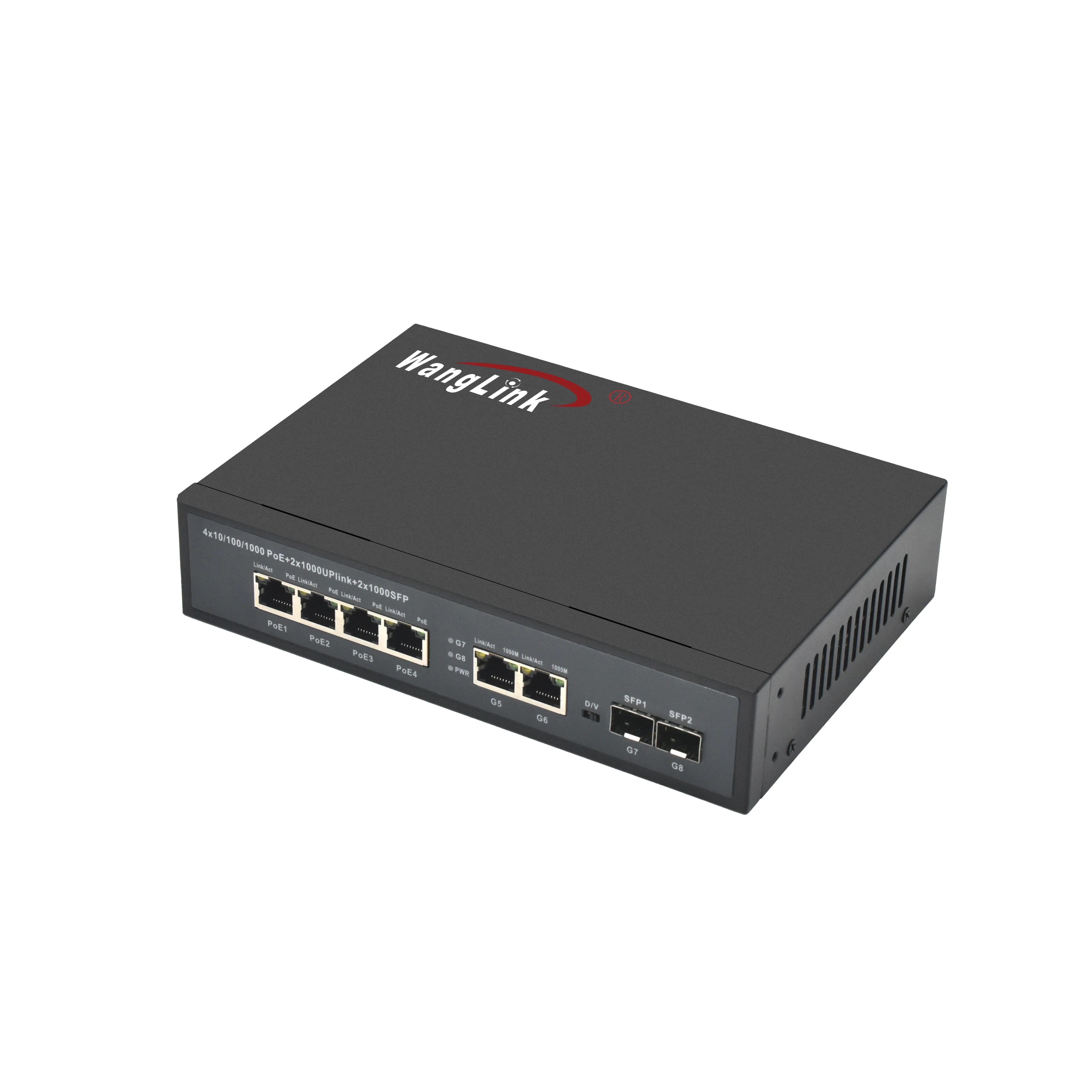 Wanglink 4 Ports Standard POE Power Supply Switch 10/100/1000M 4+4 Port Network POE Switch for CCTV IP Camera