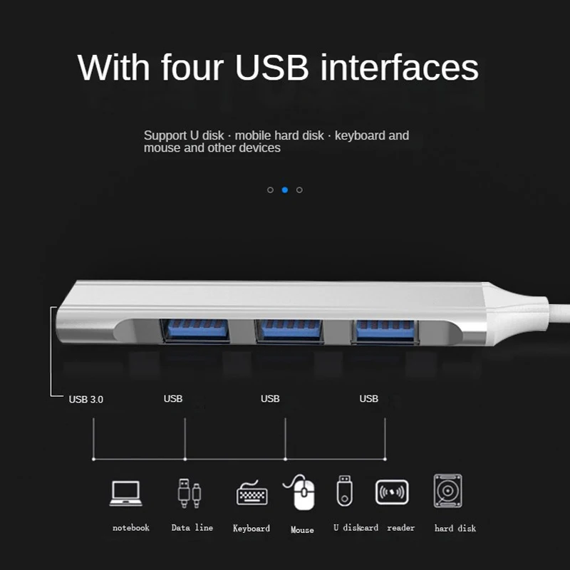 Porno Hub Usb de 4 puertos Wholesale 4 in 1 4 Ports USB Hub 4k Slim USB Splitter 5gbps Driver Laptop Docking Station Type C Hub