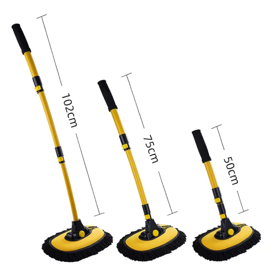 Household Cleaner Tools Adjustable 360 rotating Aluminum Alloy Rod Car Wash Brush  Thickened Chenille Mop Cleaning mops