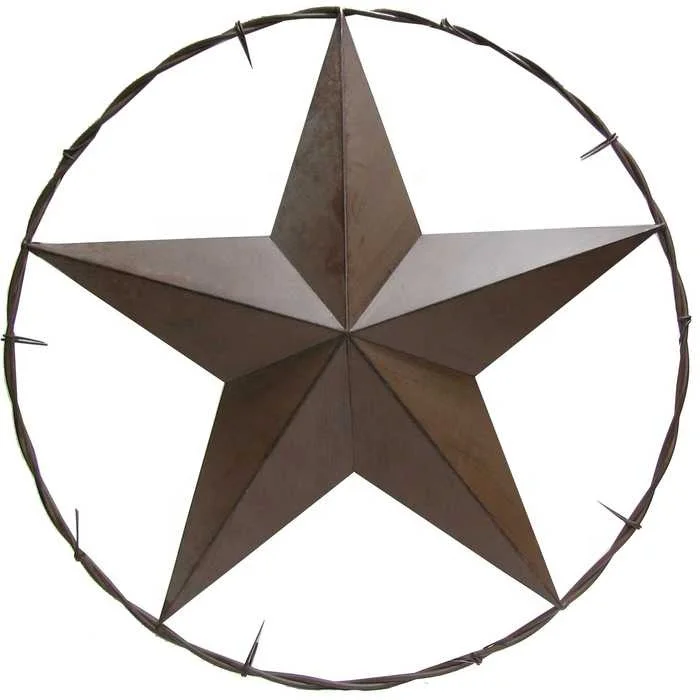 Star & Barbed Wire Circle Metal Wall Decor
