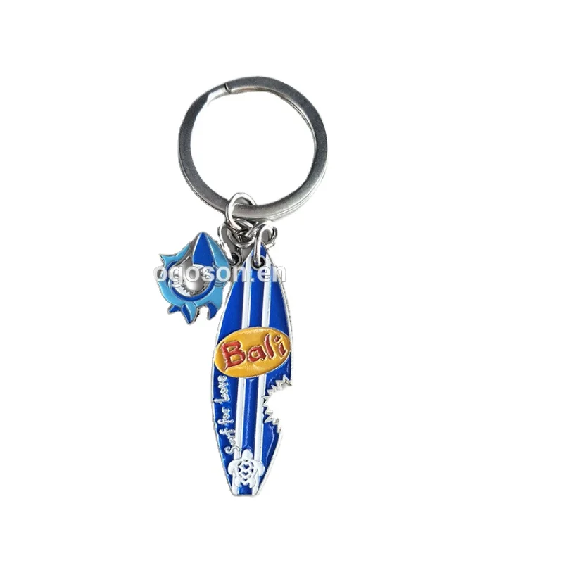 Promotional Beach Mini Shark Shape Bali Indonesia Souvenir Beer Bottle Opener Keyring Enamel Custom Metal Surftbard Keychains