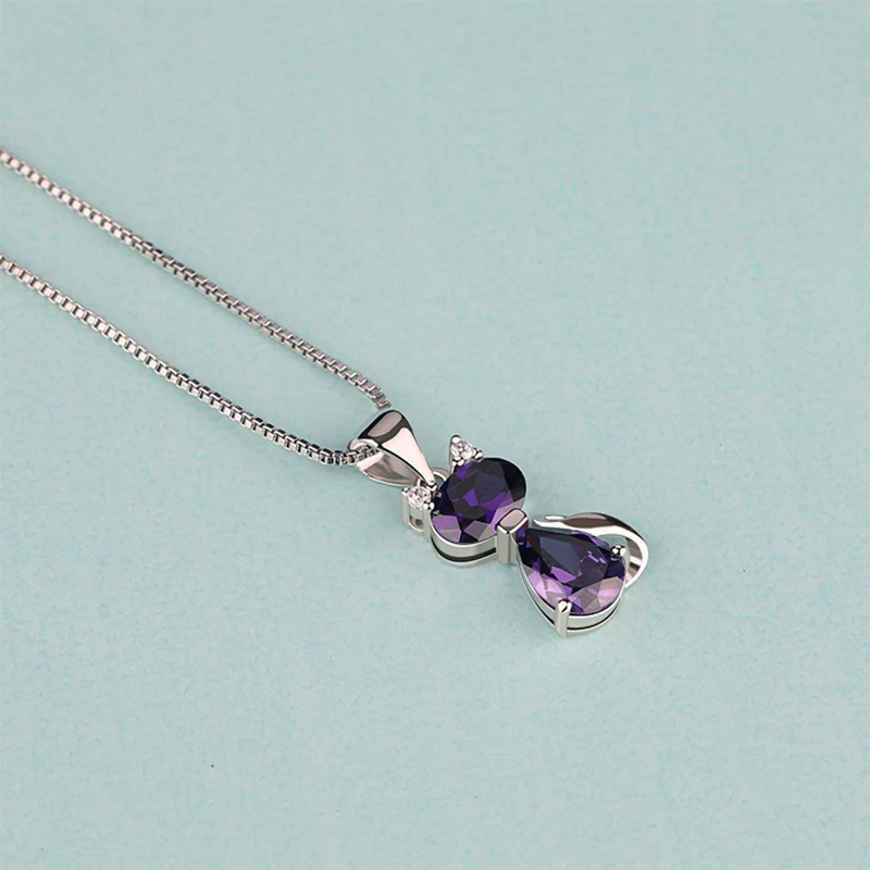 Mascot Wholesale 925 Sterling Silver Pendant Necklace Cz Cat Design Jewelry Pendant Gift Shenzhen for Women Zircon IGI Oval Cut